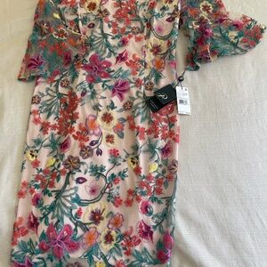 Adrianna Papell Multicolor Floral Long Sleeve Dress